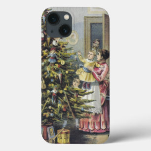 Coques Pour iPhone Noël Vintage, Famille Victorienne Autour De L'Arbr