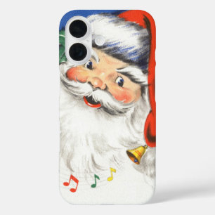 Coques iPhone 16 Noël Vintage, Jolly Santa Claus avec musique