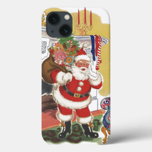 iPhone 13 Case Noël vintage, joyeux Père Noël avec cadeaux