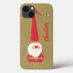 Case-Mate iPhone Case Noël Vintage, le mignon Père Noël Gnome sur l'or