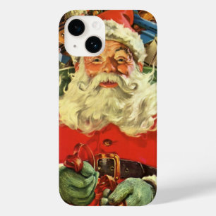 Coque Pour iPhone 14 Noël vintage, le Père Noël à Sleigh avec jouets