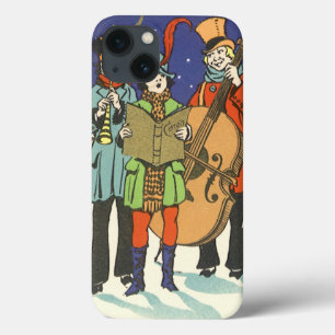 Etui iPhone 13 Noël Vintage, Musiciens en train de chanter