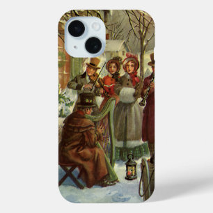 Coque Pour iPhone 15 Noël Vintage, Musiciens Victoriens En Carolage