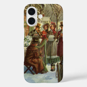 Coque Pour iPhone 16 Noël Vintage, Musiciens Victoriens En Carolage