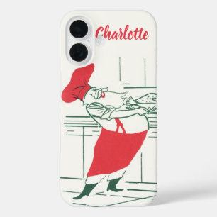 Coque Pour iPhone 16 Noël Vintage, Père Noël Chef et Dinde