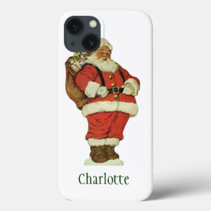iPhone 13 Coque Noël vintage, Père Noël victorien avec des jouets