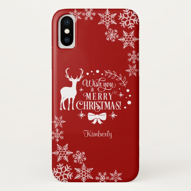 Coques Case-Mate iPhone Noël Vous souhaite un joyeux monogramme NOËL (Dos)