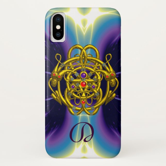 COQUES Case-Mate iPhone NOEUDS CELTIQUES D'OR AVEC DRAGONS DOUCES (Dos)