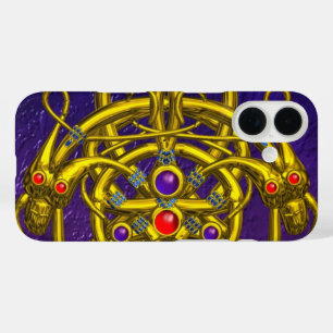 COQUE POUR iPhone 16 NOEUDS CELTIQUES D'OR AVEC DRAGONS DOUCES