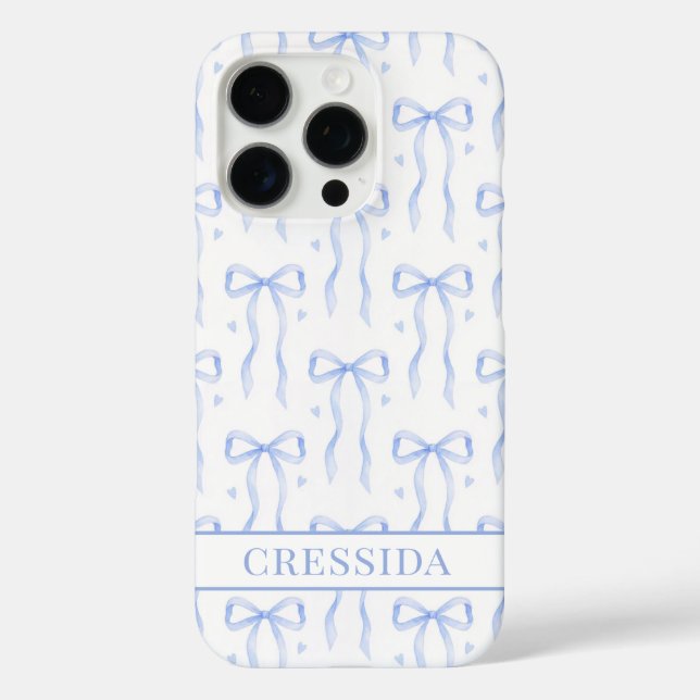 Coques Case-Mate iPhone Nœuds Coquette Bleus Monogrammés (Verso)