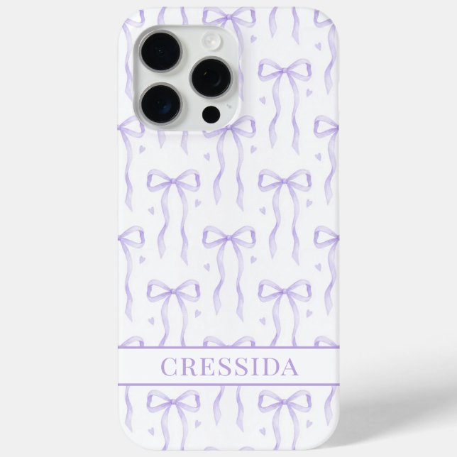 Coques Case-Mate iPhone Nœuds Coquette Violets Monogrammés (Verso)