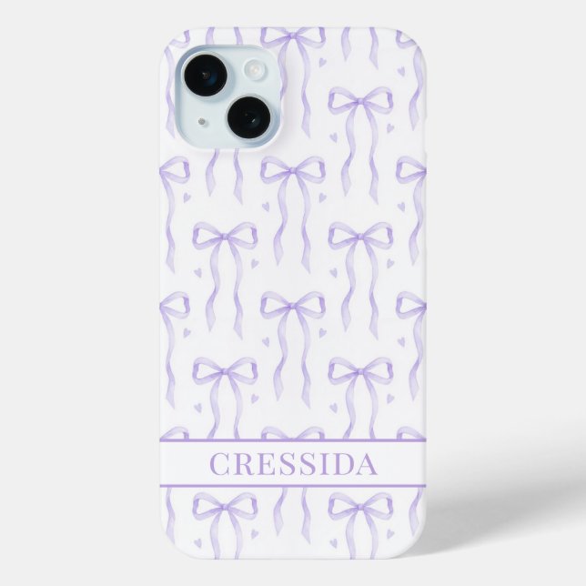 Coques Case-Mate iPhone Nœuds Coquette Violets Monogrammés (Verso)