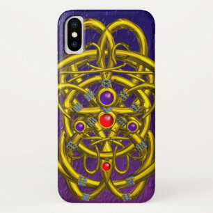Coques Pour iPhone NOEUDS DE CELTIQUE D'OR ABSTRAIT AVEC GEMSTONES Vi
