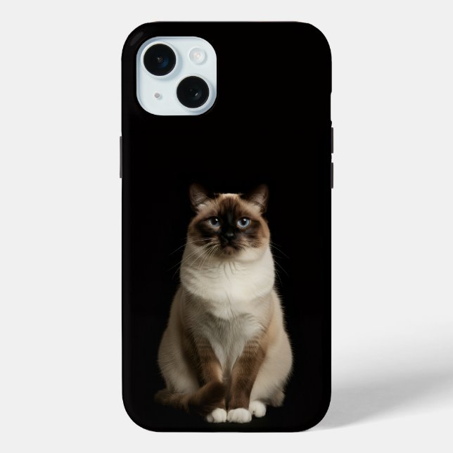 Coques Case-Mate iPhone Noir 4 Luxe, Chat Birman iPhone 15 Plus (Verso)