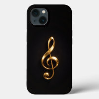 Noir 4 Luxe iPhone 13, Clé de Sol Dorée
