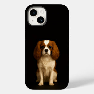Coque Pour iPhone 14 Noir 4 Luxe iPhone 14 Mate, Cavalier Spaniel
