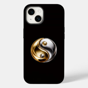 Coque Pour iPhone 14 Noir 4 Luxe iPhone 14 Mate, Harmonie Yin Yang