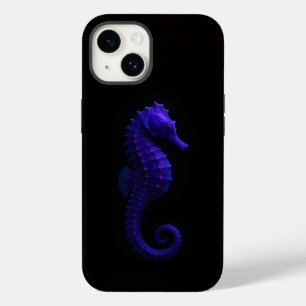 Coque Pour iPhone 14 Noir 4 Luxe iPhone 14 Mate, Hippocampe Violet