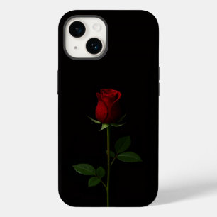 Coque Pour iPhone 14 Noir 4 Luxe iPhone 14 Mate, Rose Rouge Velours