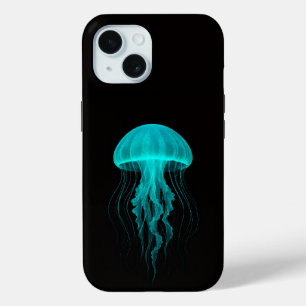 Coque Pour iPhone 15 Noir 4 Luxe iPhone 15 Mate, Méduse Verte