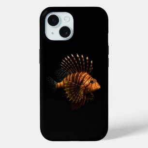 Coque Pour iPhone 15 Noir 4 Luxe iPhone 15 Mate, Poisson-Lion Rouge