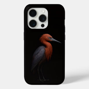 Coque iPhone 15 Pro Noir 4 Luxe iPhone 15 Pro Mate, Aigrette Roussâtre