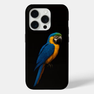 Coque iPhone 15 Pro Noir 4 Luxe iPhone 15 Pro Mate Ara bleu et jaune
