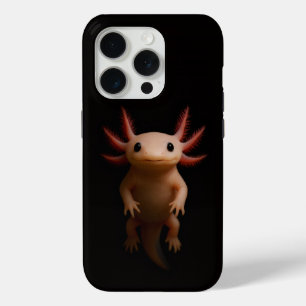 Coque iPhone 15 Pro Noir 4 Luxe iPhone 15 Pro Mate Axolotl Mexicain