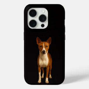 Coque iPhone 15 Pro Noir 4 Luxe iPhone 15 Pro Mate, Basenji Classy