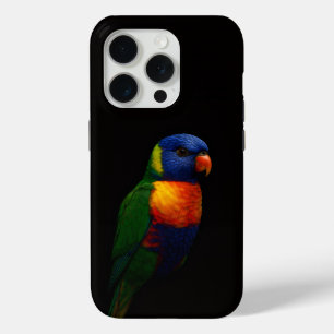 Coque iPhone 15 Pro Noir 4 Luxe iPhone 15 Pro Mate Lorikeet Perroquet