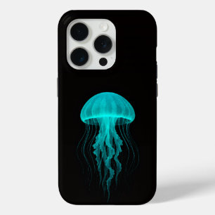 Coque iPhone 15 Pro Noir 4 Luxe iPhone 15 Pro Mate, Méduse Verte