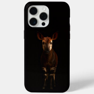 Coque iPhone 15 Pro Max Noir 4 Luxe iPhone 15 Pro Max, Okapi de la Forêt