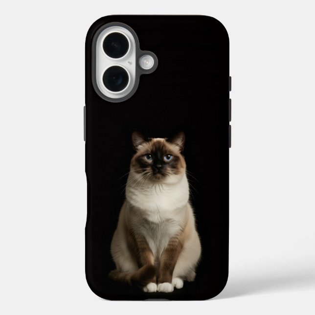 Coques Case-Mate iPhone Noir 4 Luxe iPhone 16 Mate, Chat Birman (Verso)