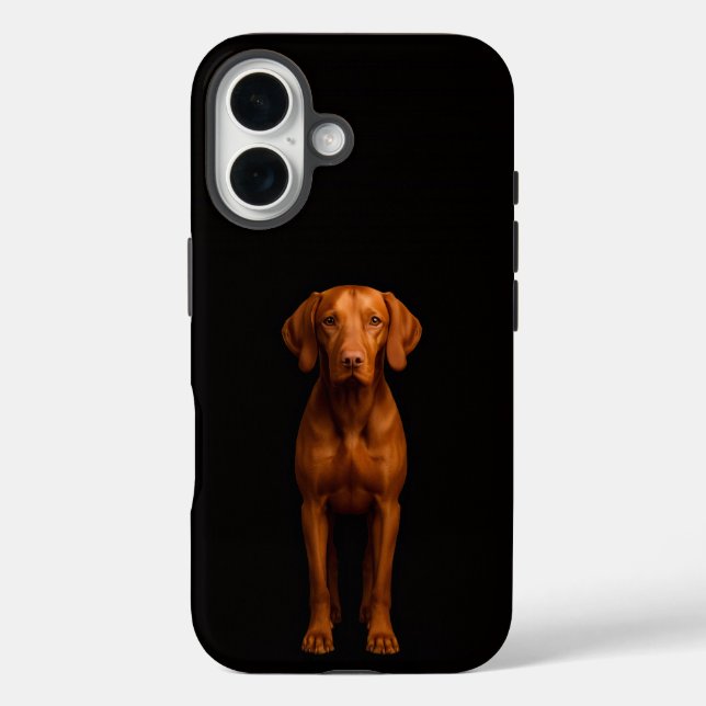 Coques Case-Mate iPhone Noir 4 Luxe iPhone 16 Mate, Chien Vizsla Agile (Verso)
