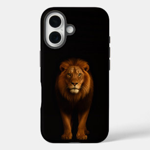 Coque Pour iPhone 16 Noir 4 Luxe iPhone 16 Mate, Lion Majestueux
