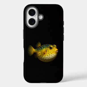 Coque Pour iPhone 16 Noir 4 Luxe iPhone 16 Mate, Poisson-lune jaune