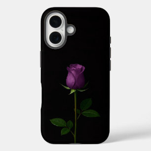 Coque Pour iPhone 16 Noir 4 Luxe iPhone 16 Mate, Rose Violet Royal