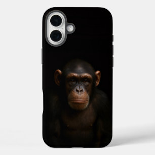 Coques iPhone 16 Plus Noir 4 Luxe iPhone 16 Plus, Chimpanzé Serein