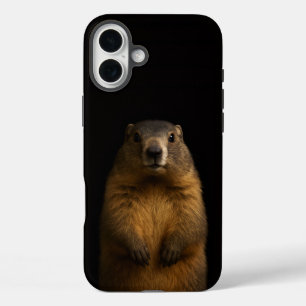 Coques iPhone 16 Plus Noir 4 Luxe iPhone 16 Plus, Marmotte Fluffy