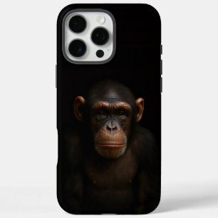 Coques iPhone 16 Pro Max Noir 4 Luxe iPhone 16 Pro Max, Chimpanzé Serein
