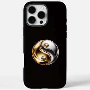 Coques iPhone 16 Pro Max Noir 4 Luxe iPhone 16 Pro Max, Harmonie Yin Yang