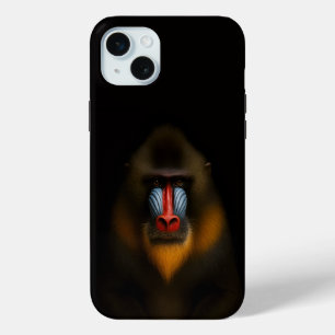Coque iPhone 15 Mini Noir 4 Luxe, Mandrill Singe