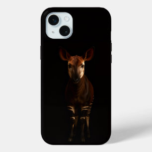 Coque iPhone 15 Mini Noir 4 Luxe, Okapi de la forêt iPhone 15 Plus