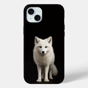 Coque iPhone 15 Mini Noir 4 Luxe, Renard Arctique Ivoire iPhone 15 Plus