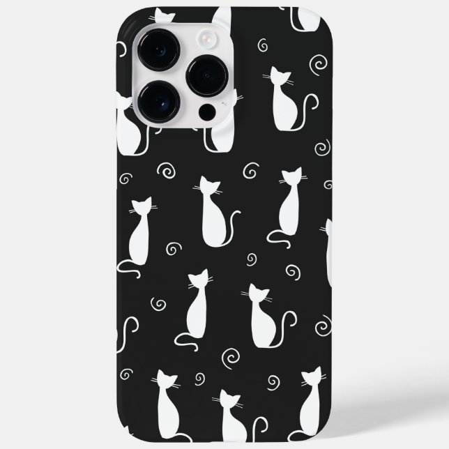 COQUES Case-Mate iPhone NOIR AVEC MOTIF CHAT SITTING BLANC (Verso)