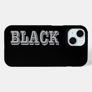 Coque Pour iPhone 15 Noir Avec Texte Gris Sur Couleur Solide Noir