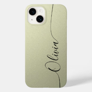 Coque Pour iPhone 14 Noir Beige Élégant Calligraphie Nom du script