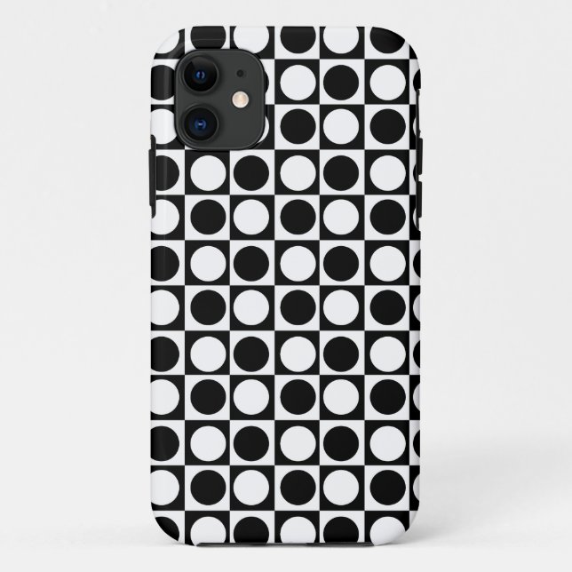 Coques Case-Mate iPhone Noir blanc À damiers Pois (Dos)