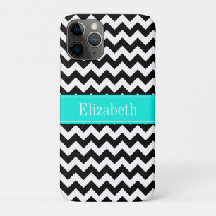 Case-Mate iPhone Case Noir Blanc Chevron Zig Zag Brt Aqua Nom Monogramme