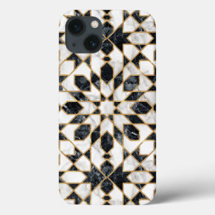 Case-Mate iPhone Case Noir & Blanc Faux Gold Marbre Marbre Marocain Mosa